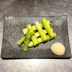 Boiled asparagus in salt