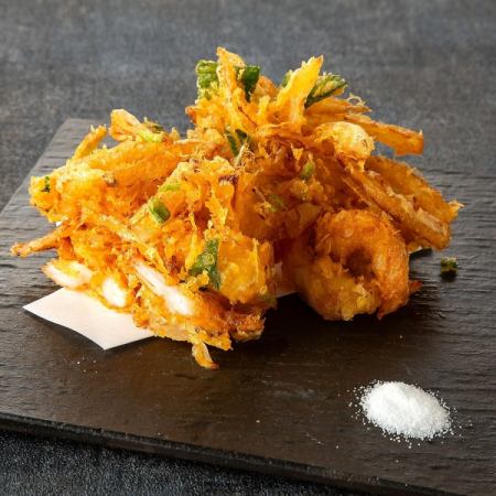 新玉葱と海老のかき揚げ