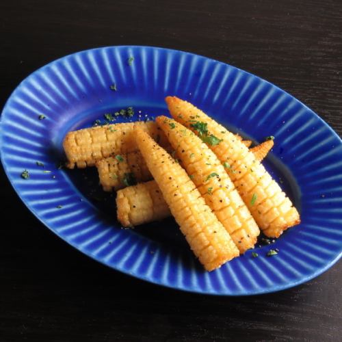 Truffle-flavored young corn frits
