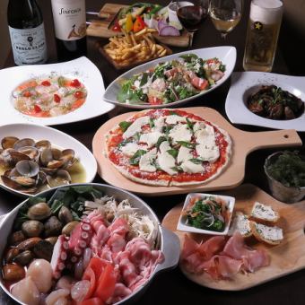 [Seasonal course] 9 dishes, fresh fish carpaccio, pasta, etc. 2 hours all-you-can-drink included 4,400 yen (tax included)