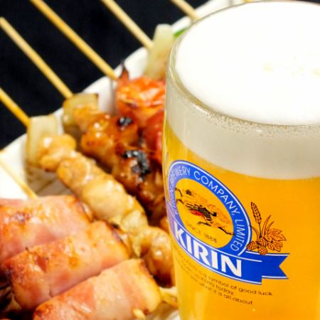 All-you-can-eat! ★Not available on Fridays☆ 3 hours all-you-can-drink + all-you-can-eat handmade yakitori for 4,500 yen (tax included)
