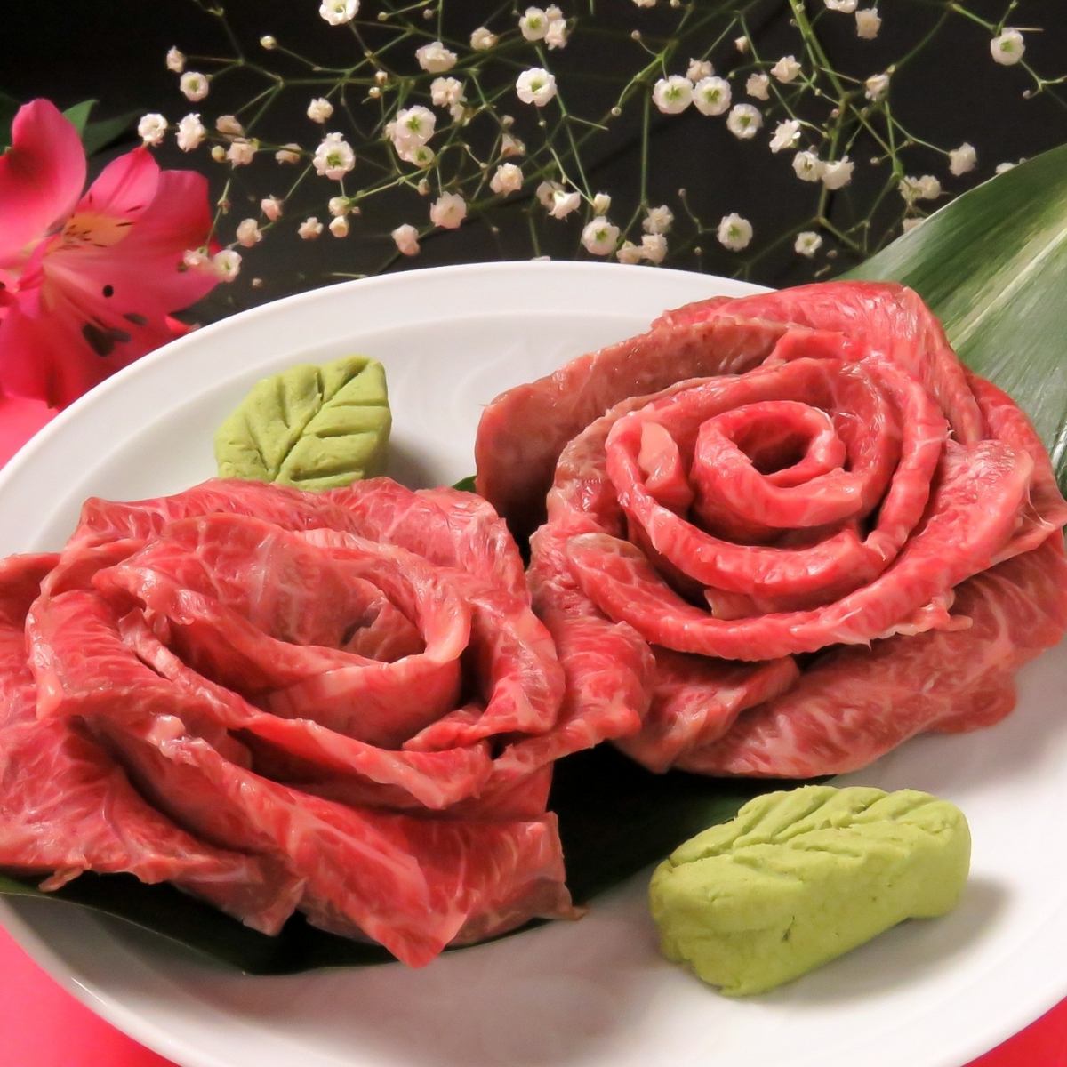 [近江牛みすじ薔薇造り]付7周年記念コース2ｈ飲放付8250円(税込)