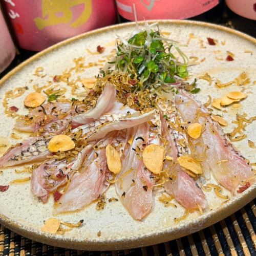 Grilled domestic Sakura-dai (cherry sea bream) with Kobai dried baby sardines