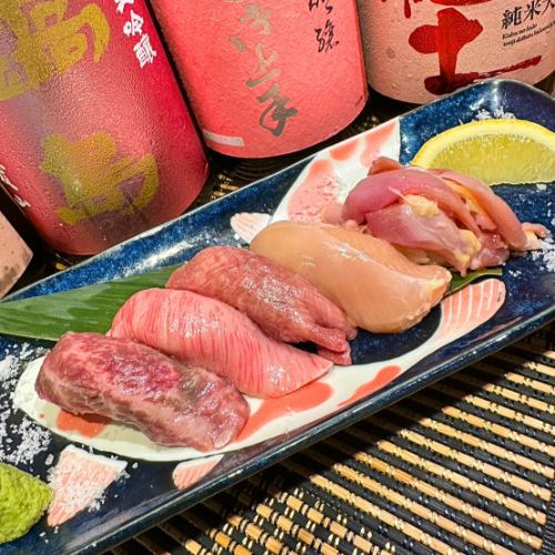 Assortment of 5 kinds of meat sushi