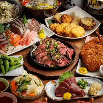 【豪華絢爛】3時間飲み放題付！絶品牛ハラミの鉄板焼きが選べる極み宴会コース