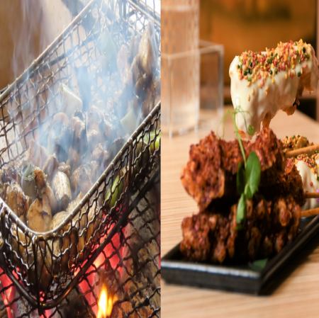 Our recommended dishes are the blackened grilled chicken and green onions and colorful chicken tempura skewers.
