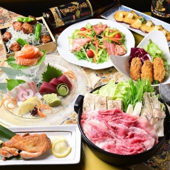 [December only] Weekday reservations available for groups of 25 or more! Course meal with Wagyu beef sukiyaki, puffer fish, crab, and oysters for 5,000 yen ★ Includes 120 minutes of all-you-can-drink ♪