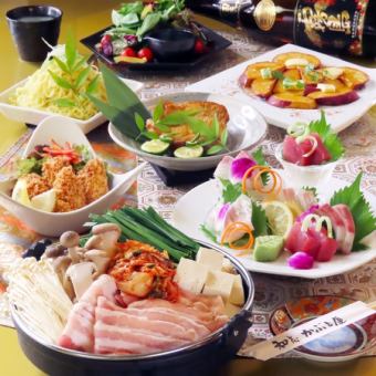 [December only] Weekday reservations available for 25 people or more! Pork, seasonal vegetable kimchi hotpot, and charcoal-grilled chicken course for 4,500 yen ★ Includes 120 minutes of all-you-can-drink ♪