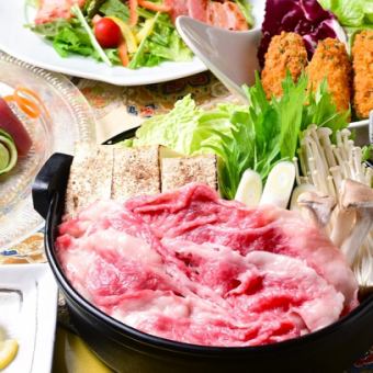 [March and April only] Aichi Prefecture Aichi Beef Sirloin Sukiyaki Course 6,000 yen (tax included) ★ 120 minutes of all-you-can-drink included