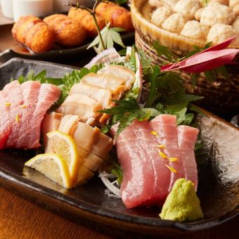 【満足コース】豪快！本まぐろステーキやアワビ活造りなど全9品！3時間飲み放題付4,500円