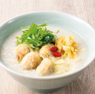 Hand-wrapped shrimp wonton congee