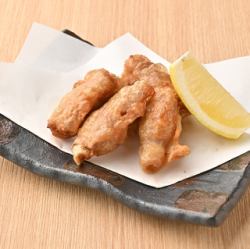 Crispy chicken skin dumplings