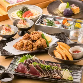 【2時間飲み放題付】日~木曜限定!九州名物と鰹タタキ・明太うどん◎全7品【4500円→3500円】