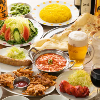 【1.5時間飲み放題付】『ご宴会プランA』お好きなカレー1種とチキンティッカなど<全7品>
