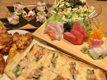 【4000円】山茶花コース◆刺身3点盛り、げんこつ唐揚げなど全8品飲み放題付き!