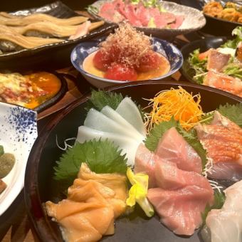 【6,000円】豪華絢爛コース◆生本鮪入り刺身5点盛りや、大海老1本天麩羅など全9品