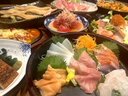【6,000円】豪華絢爛コース◆生本鮪入り刺身5点盛りや、大海老1本天麩羅など全9品
