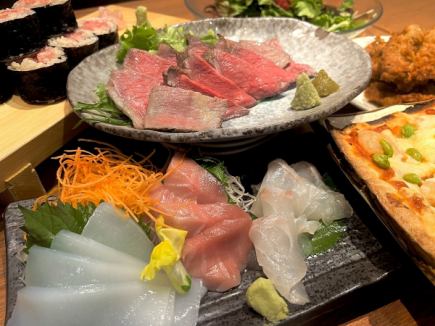 【4500円】満足コース◆刺身3点盛り、げんこつ唐揚げなど全7品飲み放題付き!