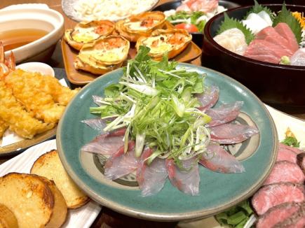 【7,000円】豪華絢爛コース◆生本鮪入り刺身5点盛りや、自家製ローストビーフなど全9品