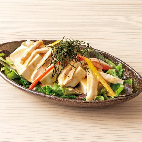 豆冨と鶏ももの胡麻サラダ