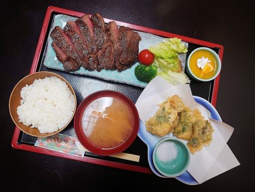 和牛ステーキ焼・桜鯛梅しそ天ぷら