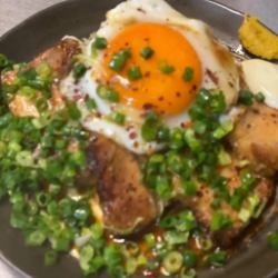 Grilled pork, char siu and egg
