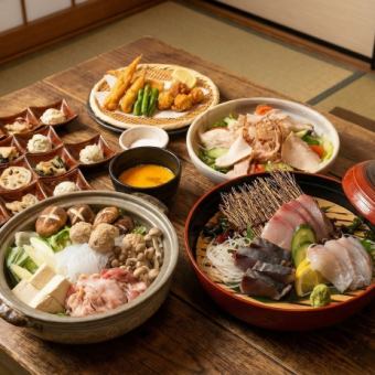 【選べる3種の特典付き】「山口地鶏水炊きの宴・飲み放題込7,000円」ご友人とのお集り