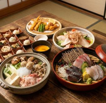 【三種特惠套餐任選其一】「山口本地雞肉水炊盛宴+暢飲套餐，僅需7000日元」 朋友聚會的理想之選