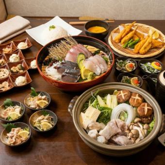 【選べる特典あり】2時間飲み放題付き「山口名物ふぐちりの宴・8,500円」・ご友人とのお集り