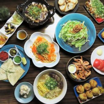 [All genre course] 7 dishes including Okinawan cuisine, Western cuisine, Mexican cuisine, dessert, etc., 5,000 yen (tax included) course