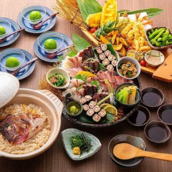 《お料理のみ》うおまん皿鉢コース◆お造り3種、名物の鯛めしなどが楽しめる