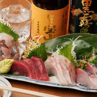 【附2小時無限暢飲】忘年會★3種生魚片+3種家常菜套餐6道菜共4,500日元 ■可當日預訂■