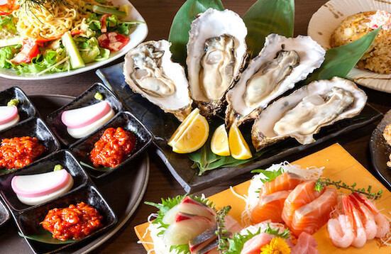 [Extreme course] 5000 yen 3 hours premium all-you-can-drink included & 5 pieces of fresh fish & grilled raw oysters and beef skirt steak