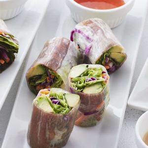 Ham and avocado spring rolls