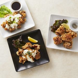Various types of fried young chicken