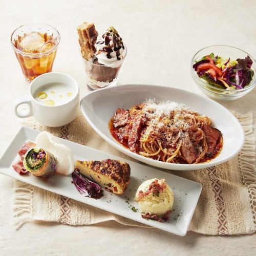 リッチランチ【前菜3種盛り+メイン1品+ミニサラダ+スープ&ドリンクバー+デザート】