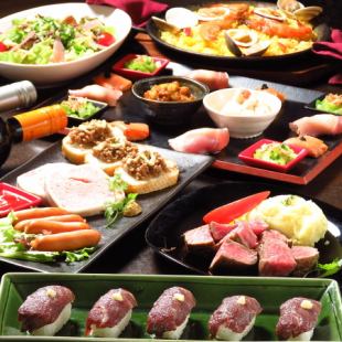 适合各种宴会★4500日元120分钟带肉寿司的无限畅饮套餐
