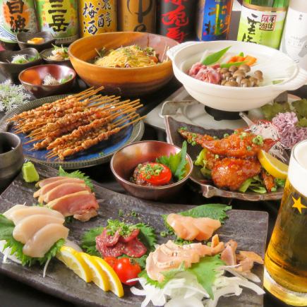 ■Semi-private room information■Mizutaki course 5,000 yen <<Hakata Chinese chicken mizutaki/local chicken tataki platter/3 types of yakitori etc.>2H all-you-can-drink included