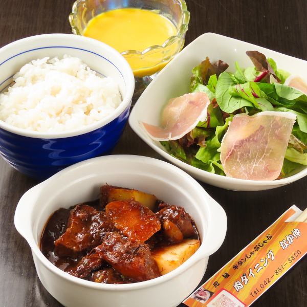 『ランチ・ディナー』牛タンシチューハンバーグセット
