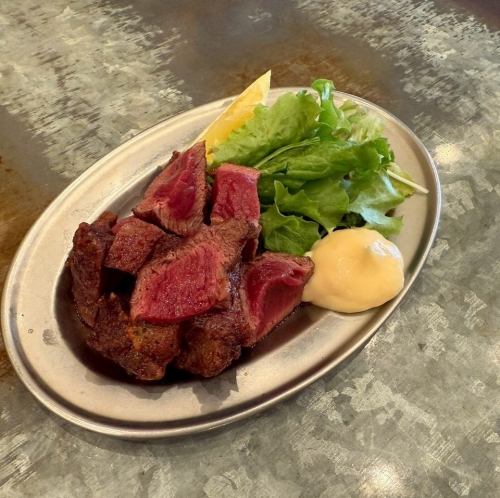 Deep fried rare horse sirloin