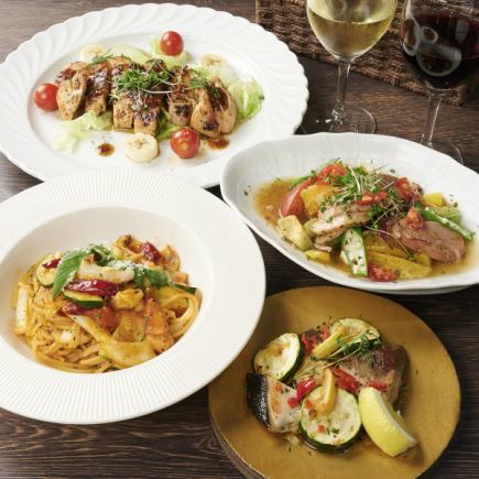 【Opera Cafe4000円(税込)コース】◆本日のパスタや肉・魚料理どちらも提供で絶品ディナー全6品