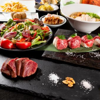 [Very popular] All the meat! Includes grilled Japanese black beef and grilled rice with Japanese black beef (9 dishes in total) with 150 minutes of all-you-can-drink (LO 120 minutes)