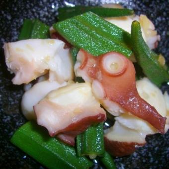 Setouchi octopus and okra garlic oil