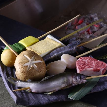 [Dinner] Enjoy irori cuisine in a private room... Irori course, 14 dishes, 5,500 yen