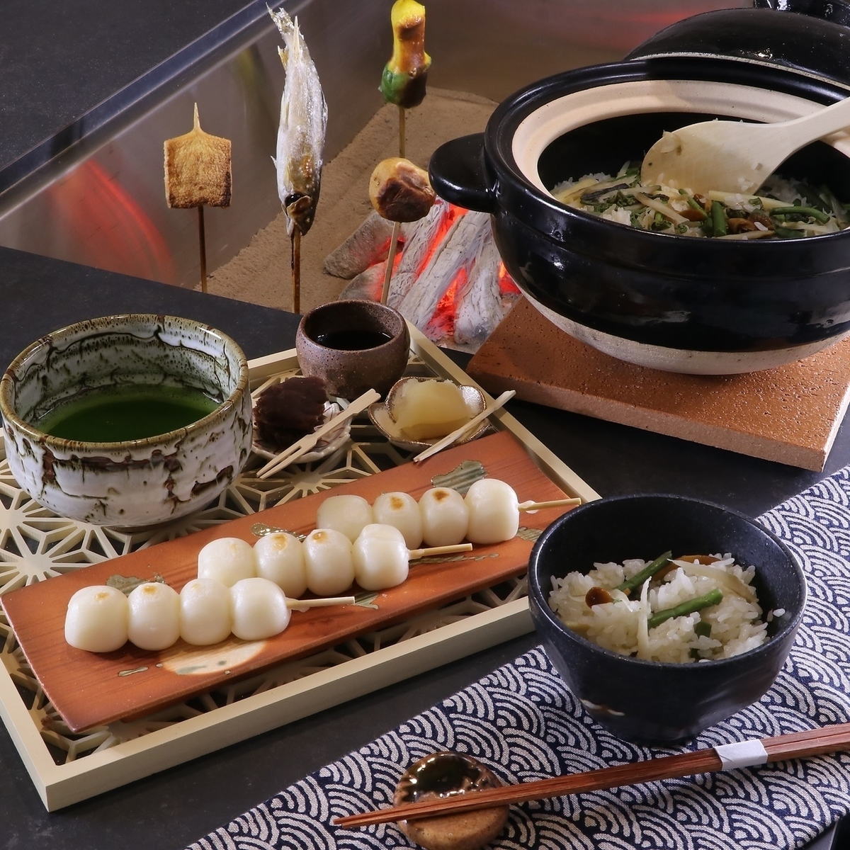 ランチ】個室で囲炉裏を愉しむ…ながつきランチ限定コース2800円