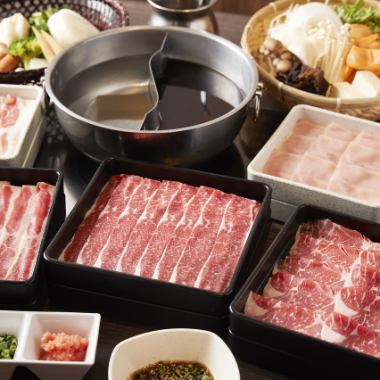 ◆Lunchtime: 60-minute all-you-can-eat course of two-colored Japanese beef hotpot