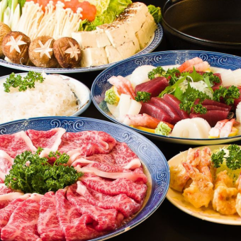 [120 minutes all-you-can-drink included] Delicious! Kuroge Wagyu beef sukiyaki set 5,900 yen (tax included)! (4 items in total)