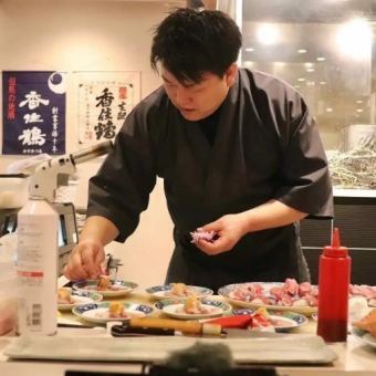 【精选食材】「冈山兔日」岩牡蛎、千屋牛等厨师精心挑选的11道菜，10,000日元含2小时无限畅饮