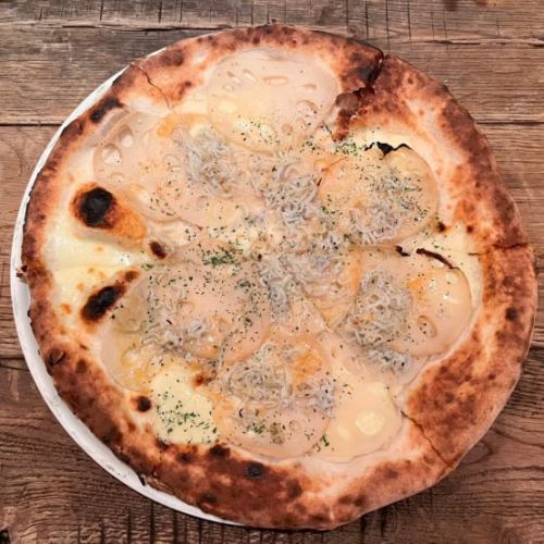 [Plain] Shirasu and lotus root white pizza