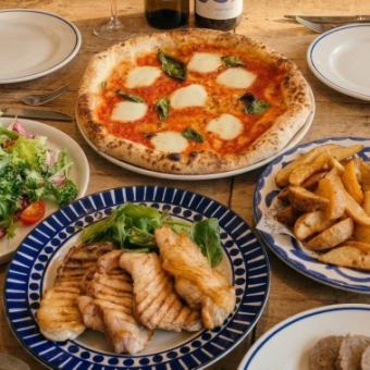 日～木限定３時間飲み放題付！全7品付～名物！窯焼きピザも食べられる～【ライトコース3500円】